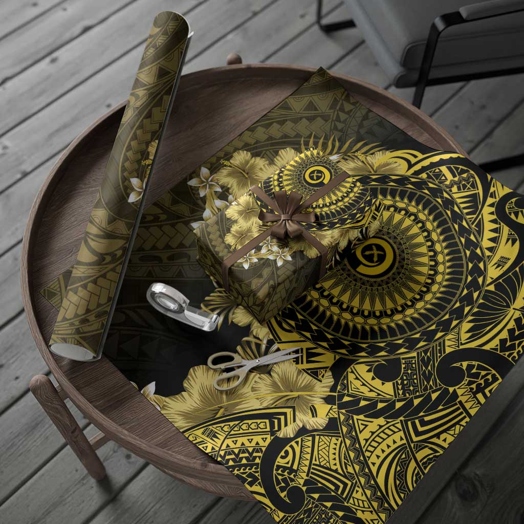Vanuatu Wrapping Paper Hibisus Polynesian Pattern Gold - Polynesian Pride
