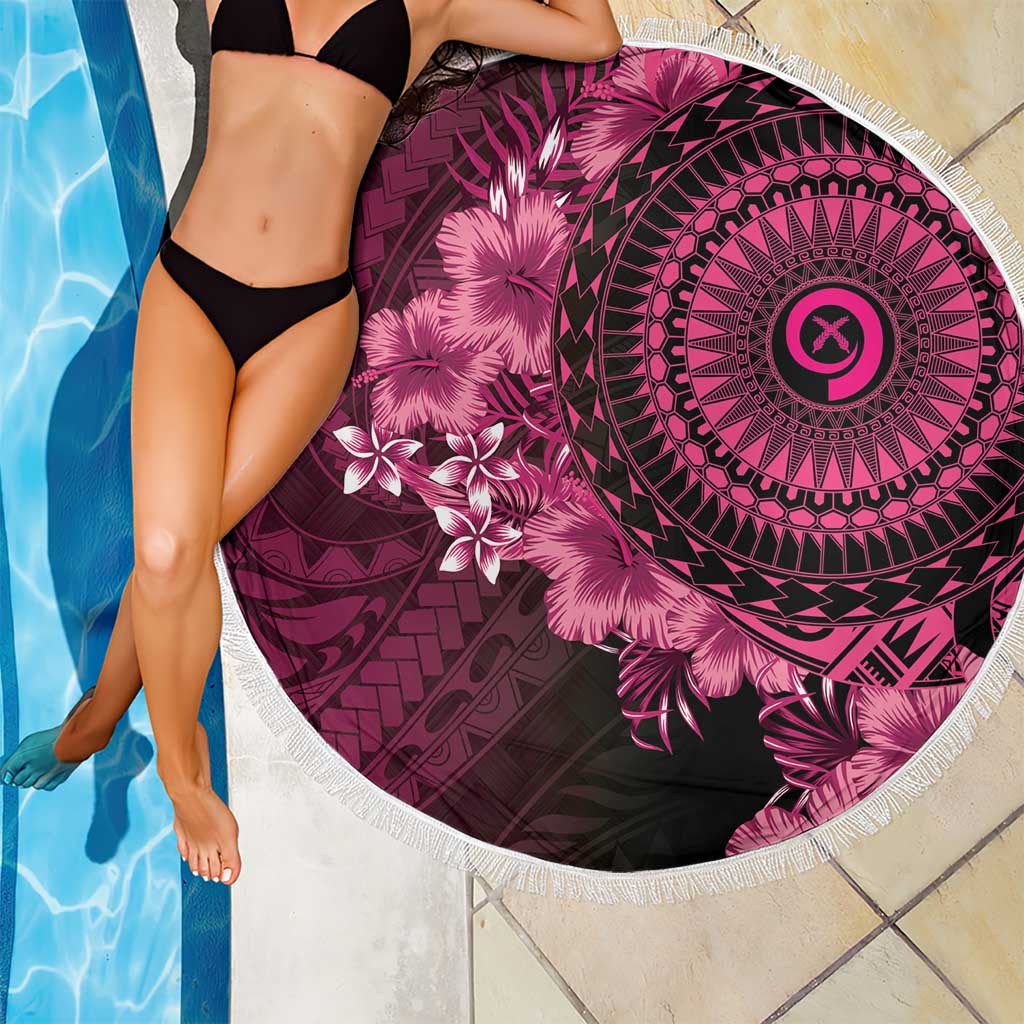 Vanuatu Beach Blanket Hibisus Polynesian Pattern Pink - Polynesian Pride