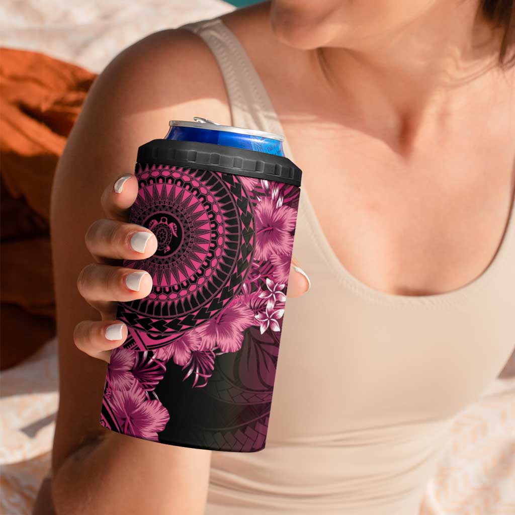 Vanuatu 4 in 1 Can Cooler Tumbler Hibisus Polynesian Pattern Pink - Polynesian Pride