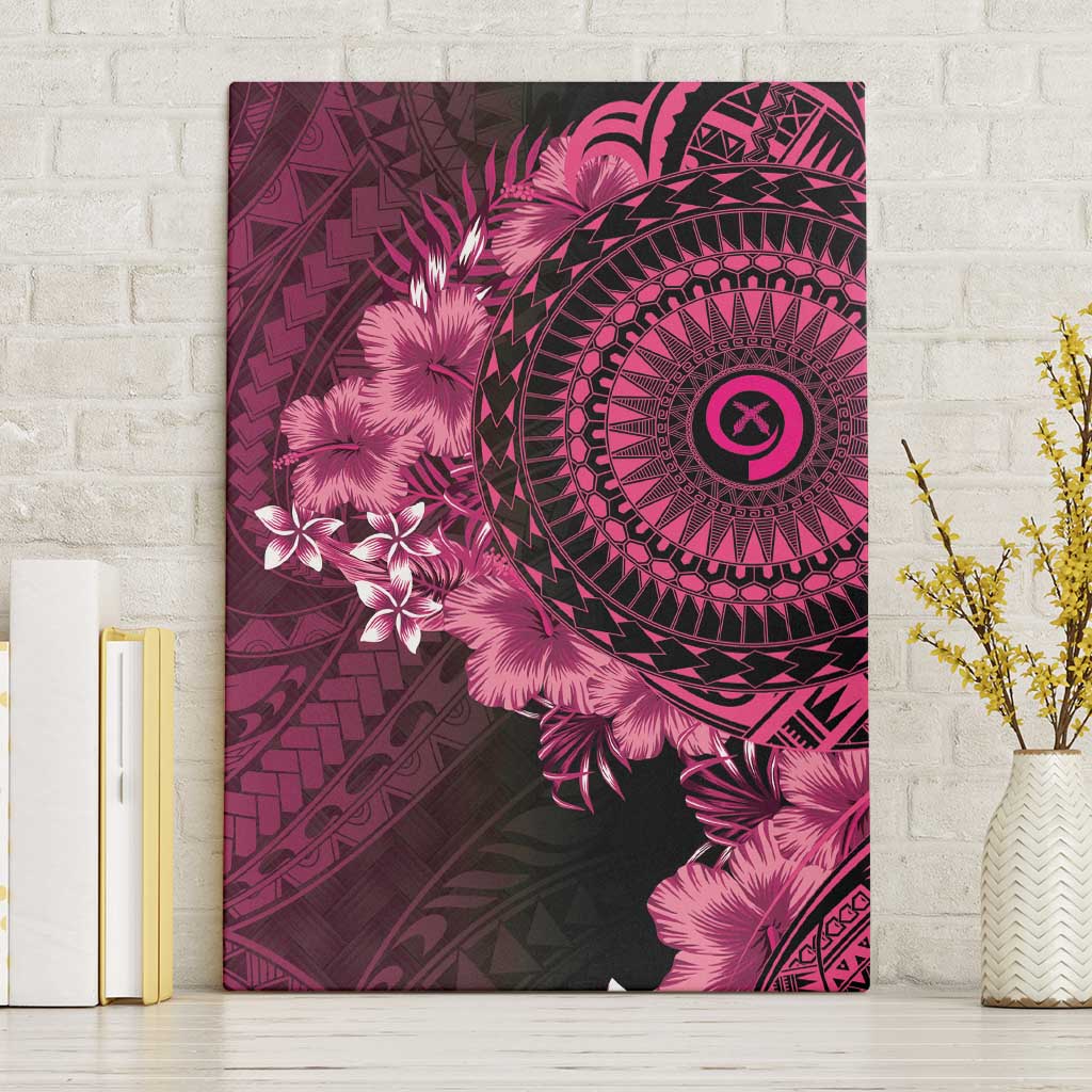 Vanuatu Canvas Wall Art Hibisus Polynesian Pattern Pink - Polynesian Pride