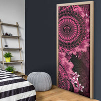Vanuatu Door Cover Hibisus Polynesian Pattern Pink - Polynesian Pride