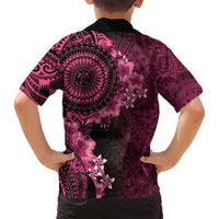 Vanuatu Family Matching Long Sleeve Bodycon Dress and Hawaiian Shirt Hibisus Polynesian Pattern Pink - Polynesian Pride