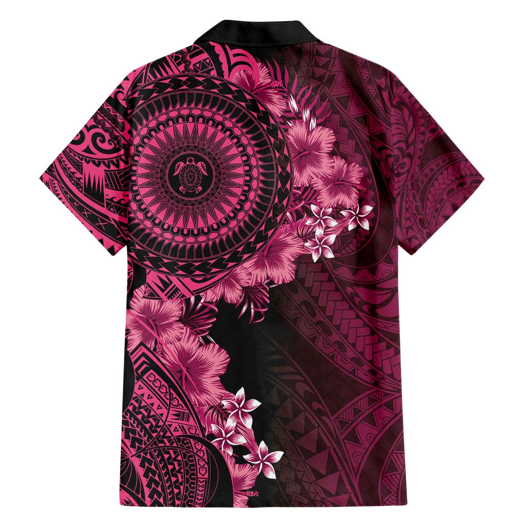 Vanuatu Family Matching Off Shoulder Maxi Dress and Hawaiian Shirt Hibisus Polynesian Pattern Pink - Polynesian Pride