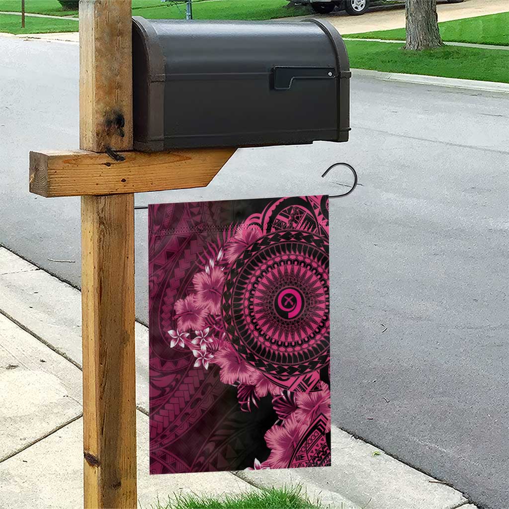 Vanuatu Garden Flag Hibisus Polynesian Pattern Pink - Polynesian Pride