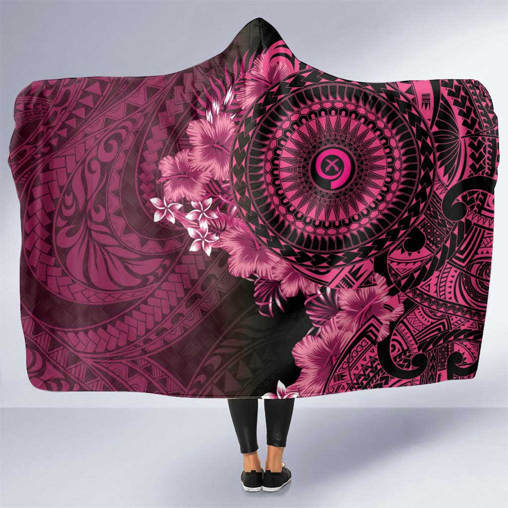 Vanuatu Hooded Blanket Hibisus Polynesian Pattern Pink - Polynesian Pride