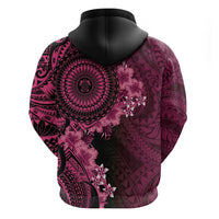 Vanuatu Hoodie Hibisus Polynesian Pattern Pink - Polynesian Pride