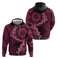 Vanuatu Hoodie Hibisus Polynesian Pattern Pink - Polynesian Pride