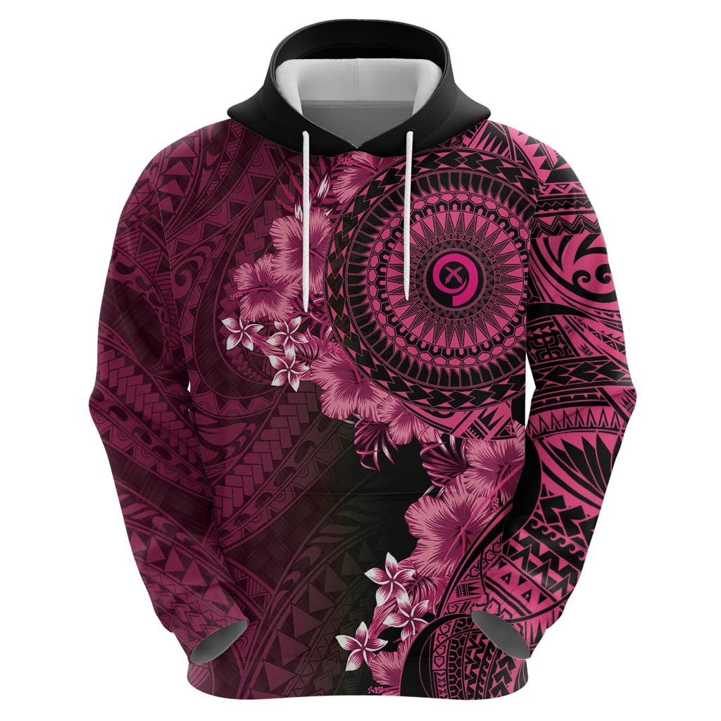 Vanuatu Hoodie Hibisus Polynesian Pattern Pink - Polynesian Pride