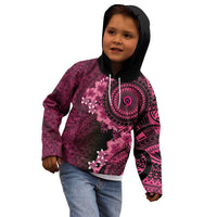 Vanuatu Kid Hoodie Hibisus Polynesian Pattern Pink - Polynesian Pride