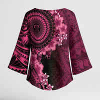 Vanuatu Kimono Sleeve Blouse Hibisus Polynesian Pattern Pink - Polynesian Pride