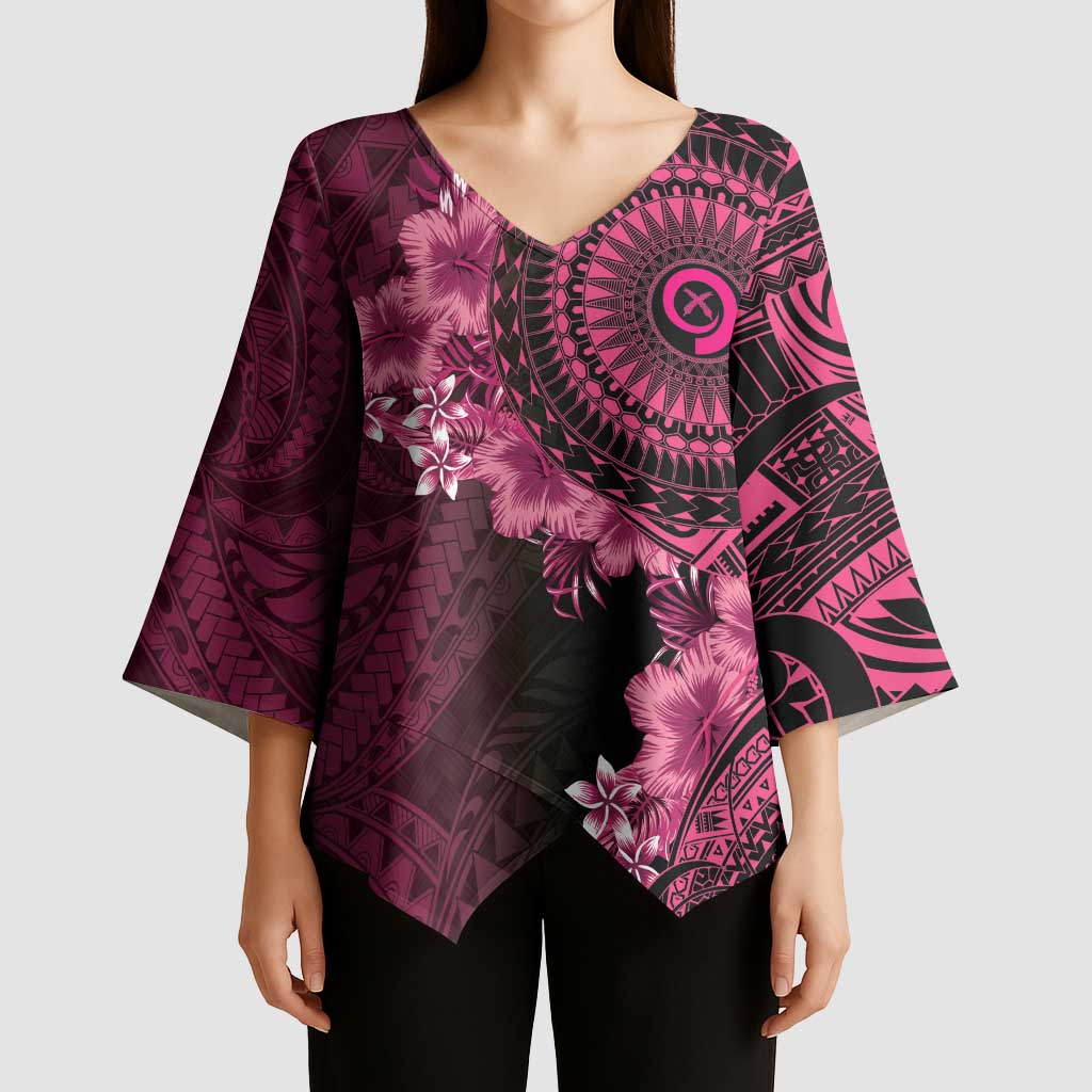 Vanuatu Kimono Sleeve Blouse Hibisus Polynesian Pattern Pink - Polynesian Pride