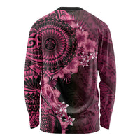 Vanuatu Long Sleeve Shirt Hibisus Polynesian Pattern Pink - Polynesian Pride
