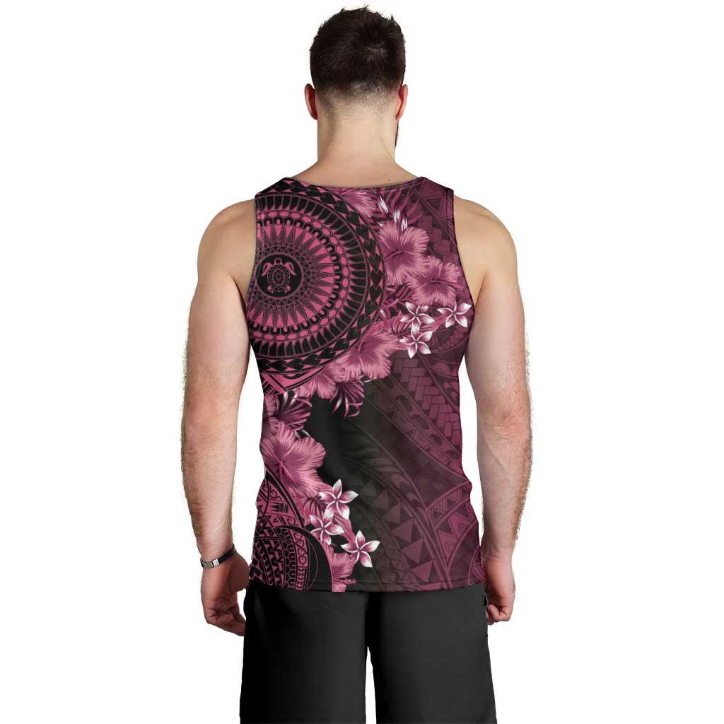 Vanuatu Men Tank Top Hibisus Polynesian Pattern Pink - Polynesian Pride