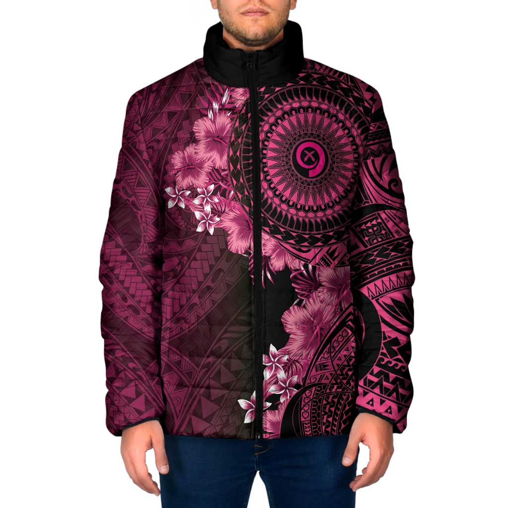 Vanuatu Padded Jacket Hibisus Polynesian Pattern Pink - Polynesian Pride