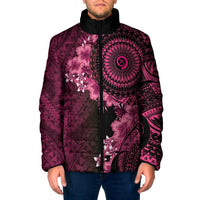 Vanuatu Padded Jacket Hibisus Polynesian Pattern Pink - Polynesian Pride