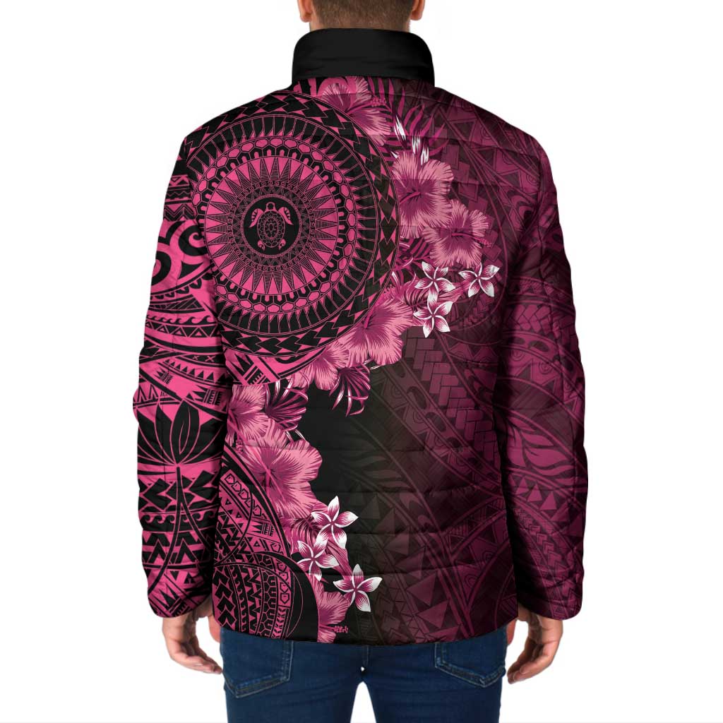 Vanuatu Padded Jacket Hibisus Polynesian Pattern Pink - Polynesian Pride