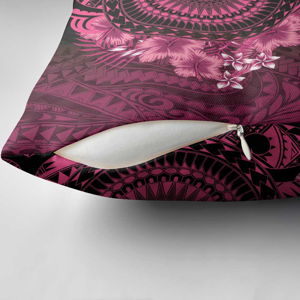 Vanuatu Pillow Cover Hibisus Polynesian Pattern Pink - Polynesian Pride