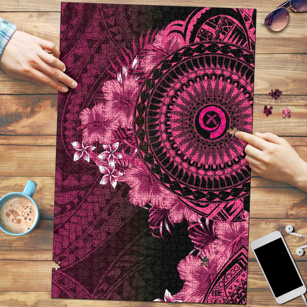 Vanuatu Puzzle Hibisus Polynesian Pattern Pink - Polynesian Pride