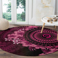 Vanuatu Round Carpet Hibisus Polynesian Pattern Pink - Polynesian Pride