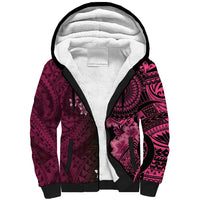 Vanuatu Sherpa Hoodie Hibisus Polynesian Pattern Pink - Polynesian Pride
