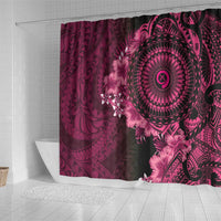 Vanuatu Shower Curtain Hibisus Polynesian Pattern Pink - Polynesian Pride