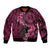 Vanuatu Sleeve Zip Bomber Jacket Hibisus Polynesian Pattern Pink - Polynesian Pride