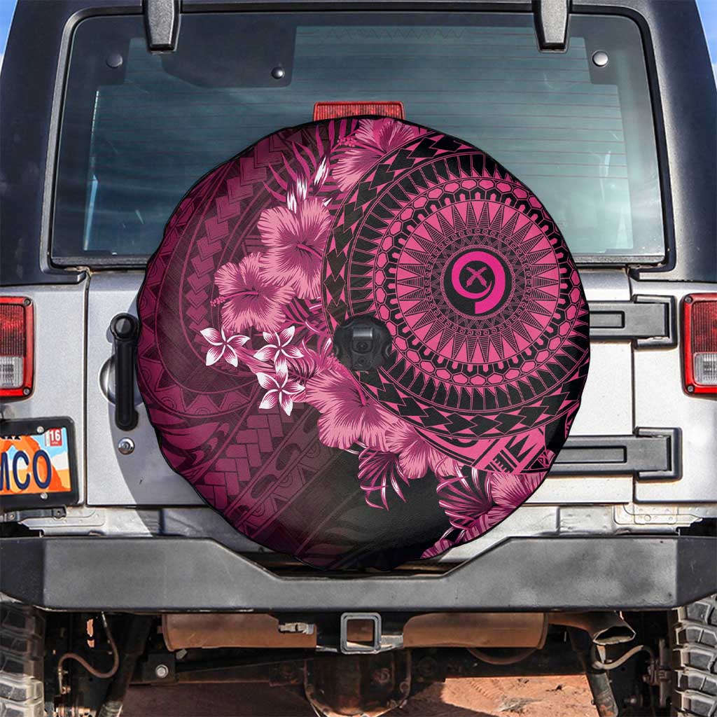 Vanuatu Spare Tire Cover Hibisus Polynesian Pattern Pink - Polynesian Pride