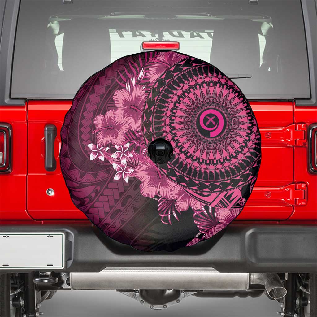 Vanuatu Spare Tire Cover Hibisus Polynesian Pattern Pink - Polynesian Pride