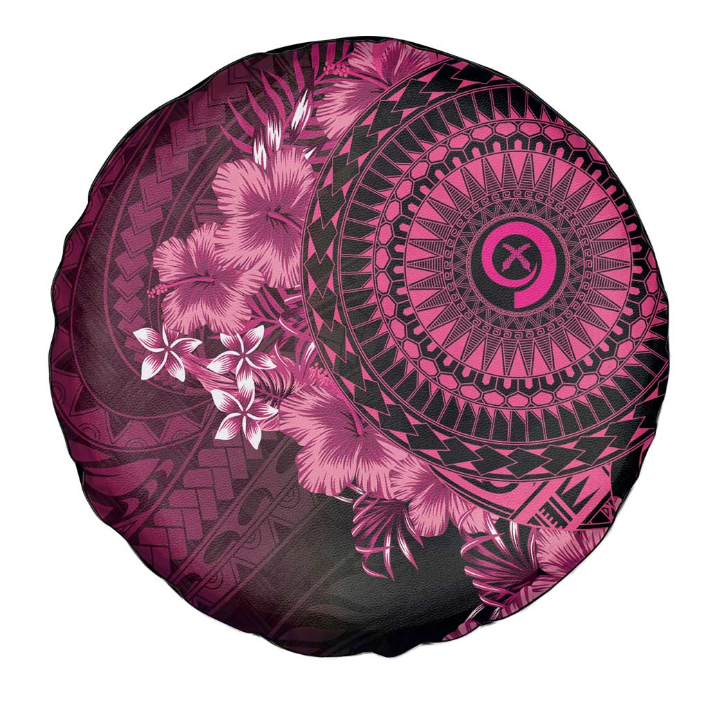 Vanuatu Spare Tire Cover Hibisus Polynesian Pattern Pink - Polynesian Pride