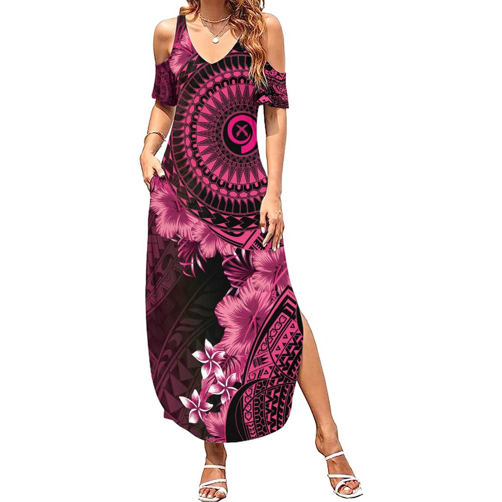 Vanuatu Summer Maxi Dress Hibisus Polynesian Pattern Pink - Polynesian Pride