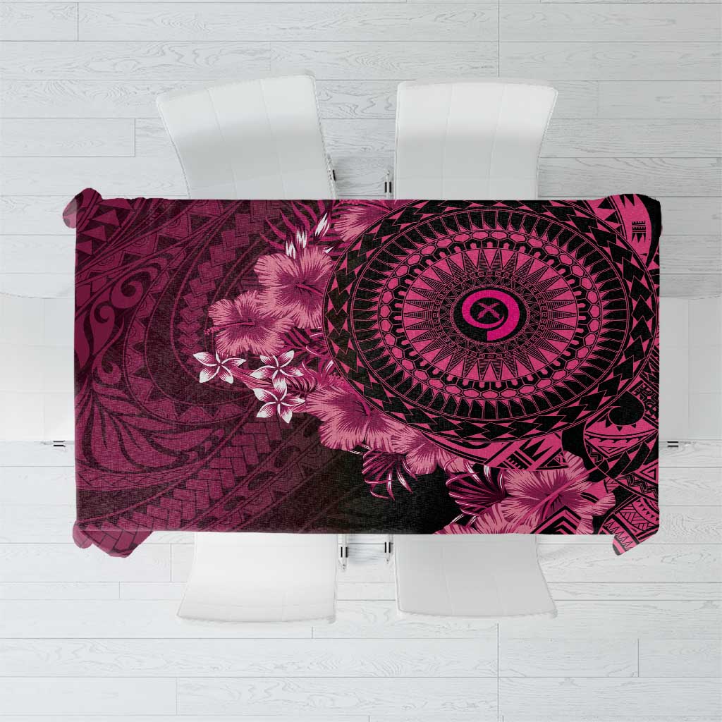 Vanuatu Tablecloth Hibisus Polynesian Pattern Pink - Polynesian Pride