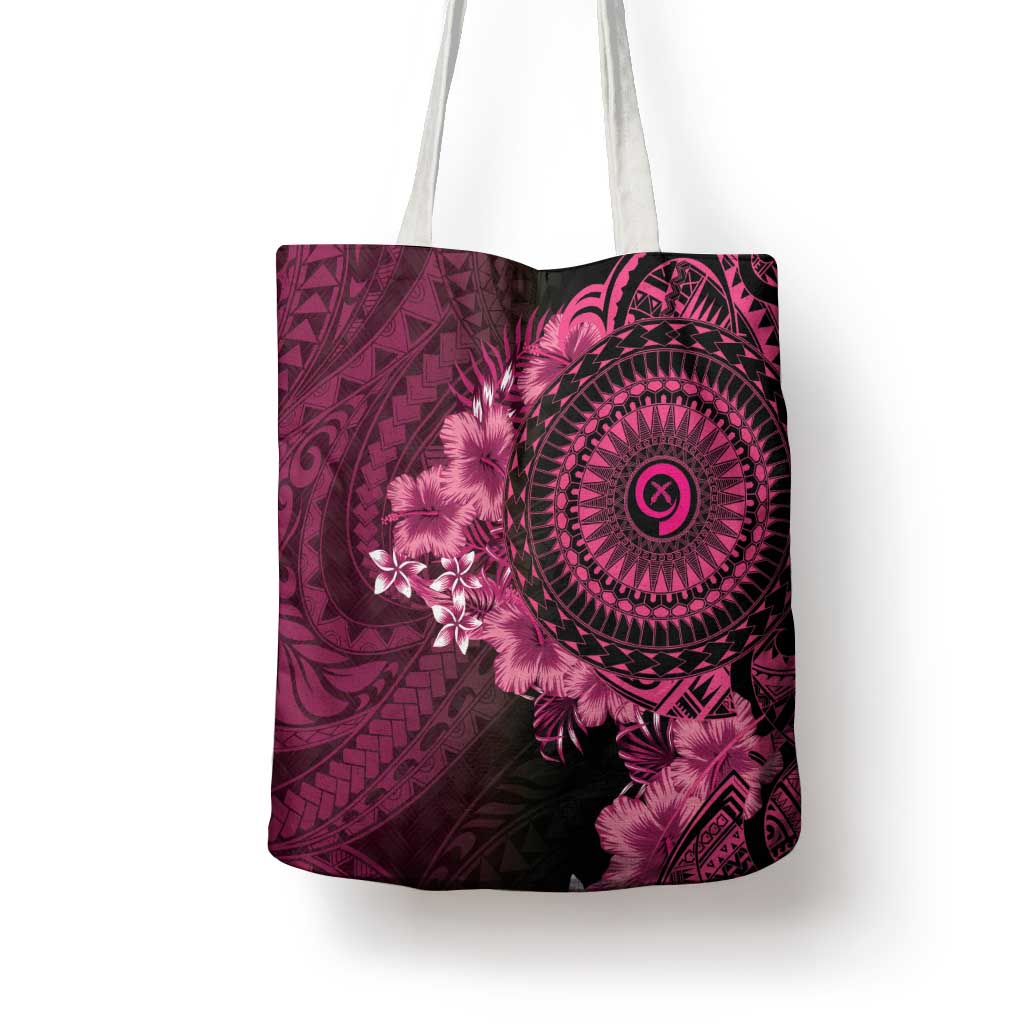 Vanuatu Tote Bag Hibisus Polynesian Pattern Pink - Polynesian Pride