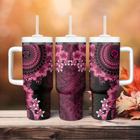 Vanuatu Tumbler With Handle Hibisus Polynesian Pattern Pink - Polynesian Pride