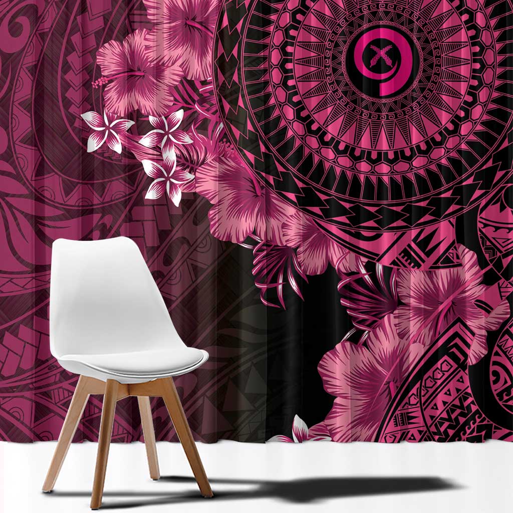 Vanuatu Window Curtain Hibisus Polynesian Pattern Pink - Polynesian Pride