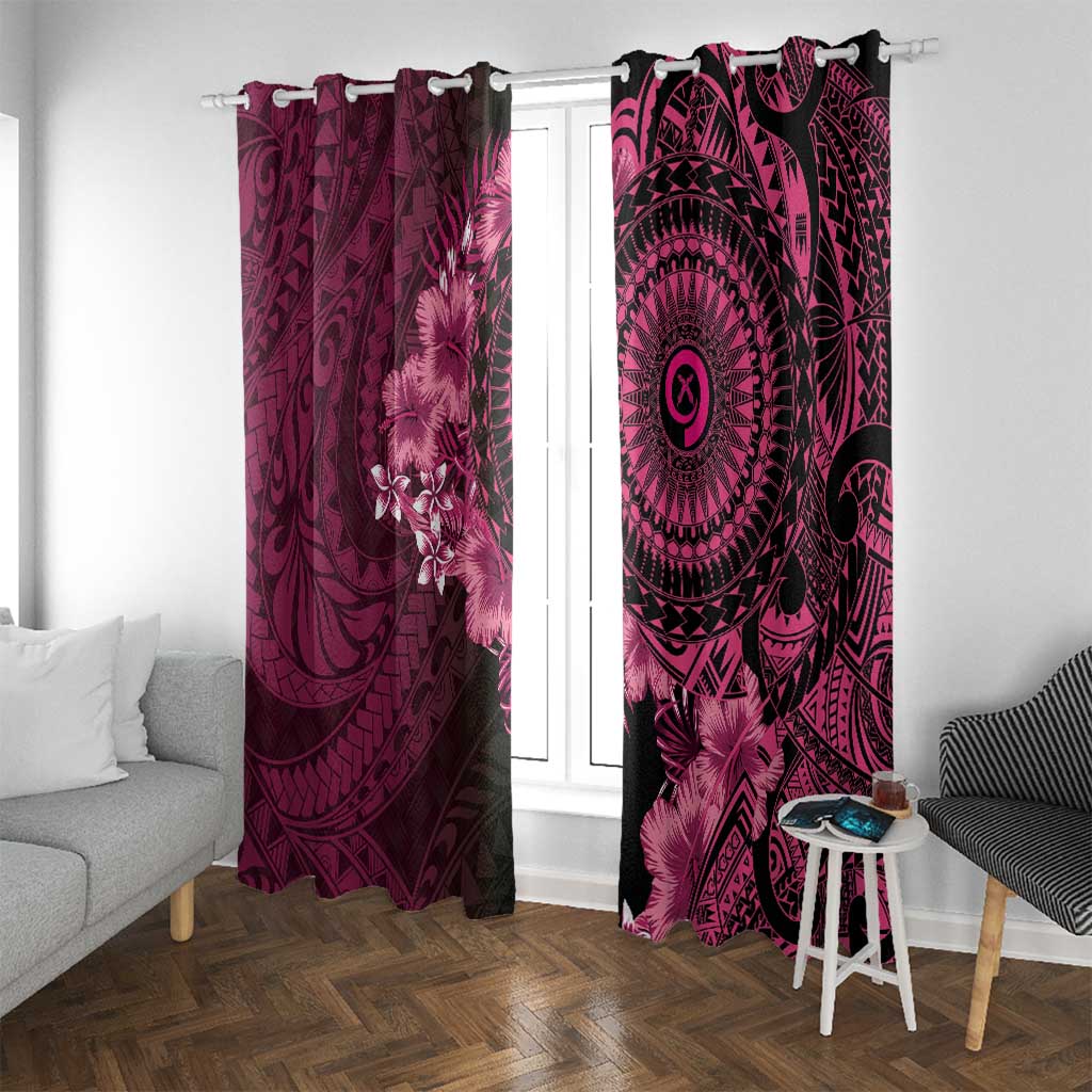 Vanuatu Window Curtain Hibisus Polynesian Pattern Pink - Polynesian Pride