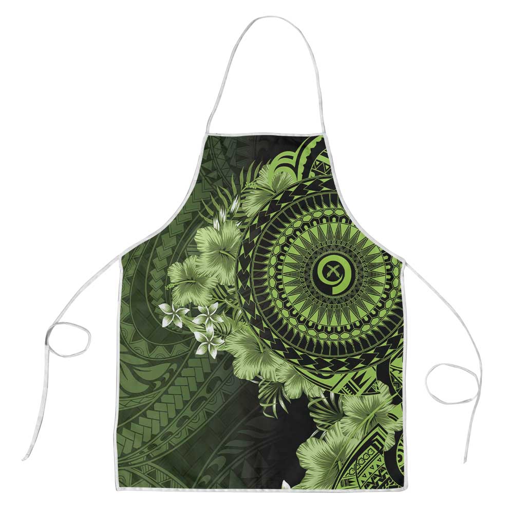 Vanuatu Apron Hibisus Polynesian Pattern Green - Polynesian Pride
