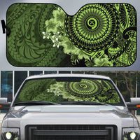 Vanuatu Auto Sun Shade Hibisus Polynesian Pattern Green - Polynesian Pride