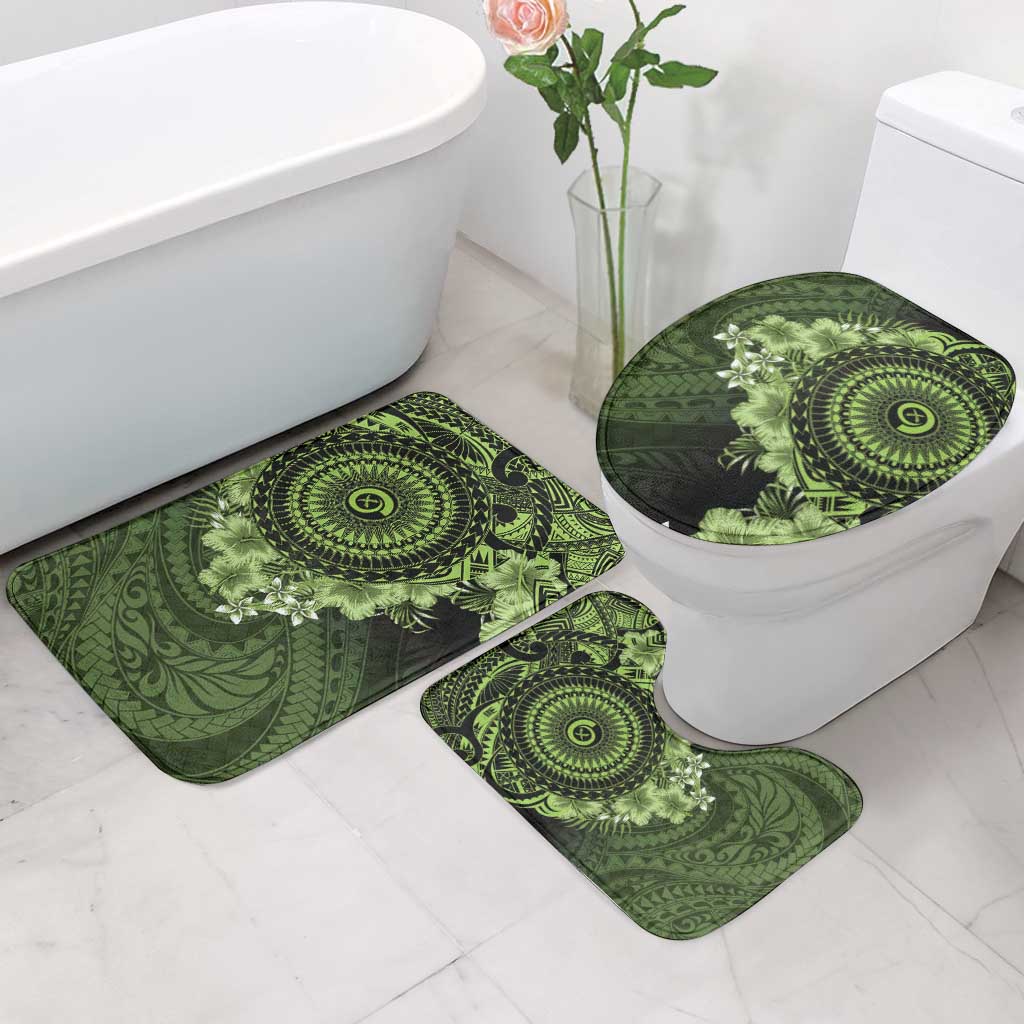 Vanuatu Bathroom Set Hibisus Polynesian Pattern Green - Polynesian Pride