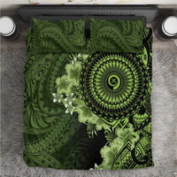 Vanuatu Bedding Set Hibisus Polynesian Pattern Green - Polynesian Pride