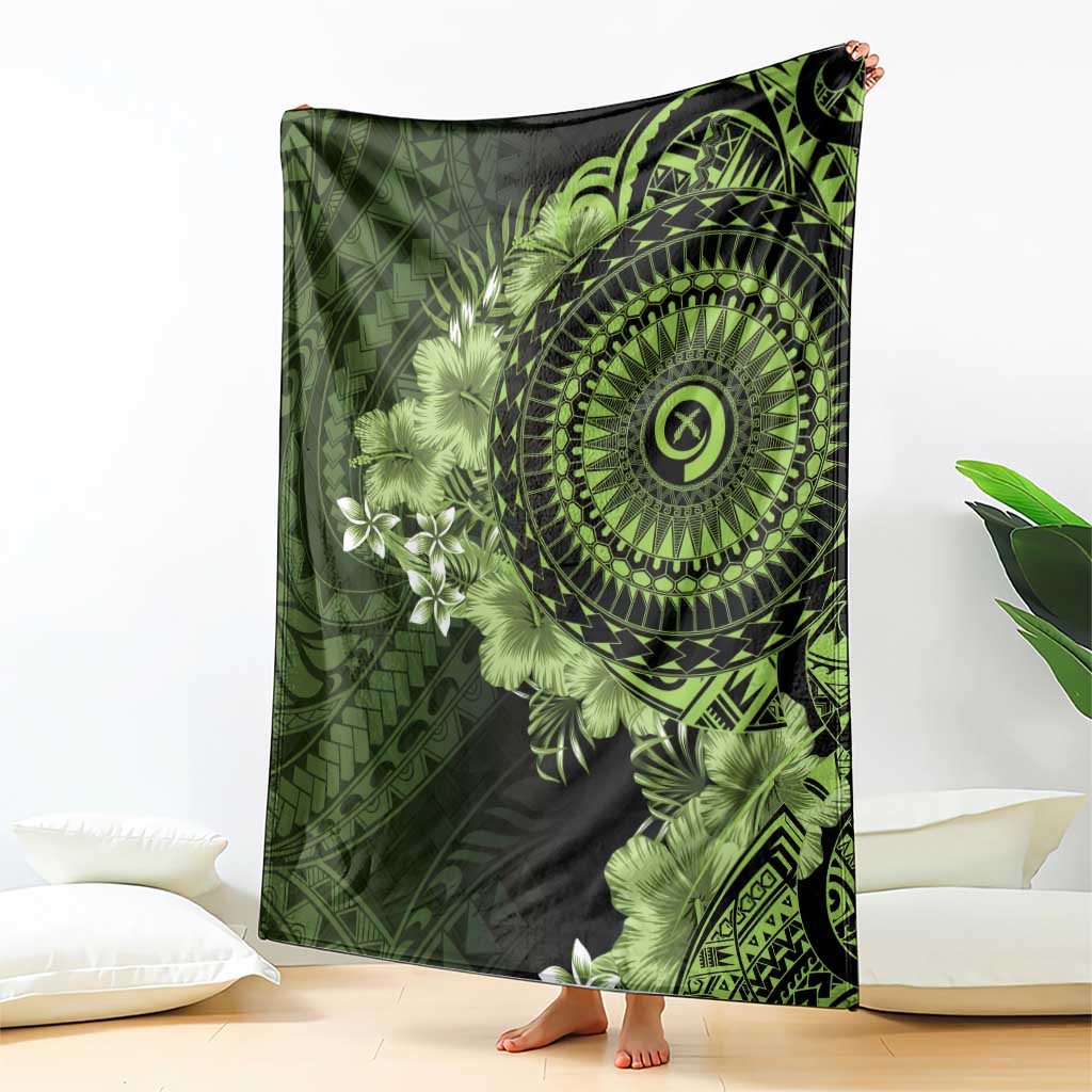 Vanuatu Blanket Hibisus Polynesian Pattern Green - Polynesian Pride