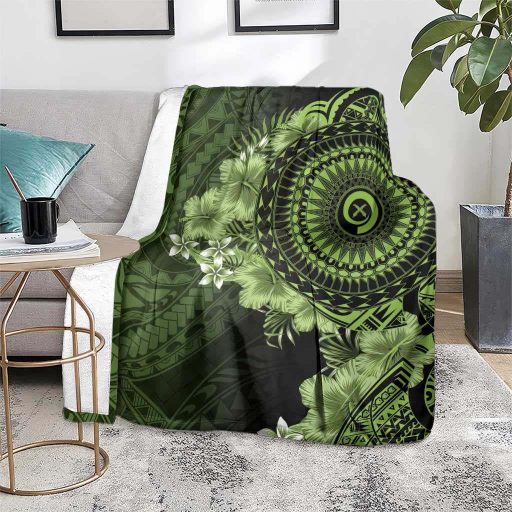 Vanuatu Blanket Hibisus Polynesian Pattern Green - Polynesian Pride