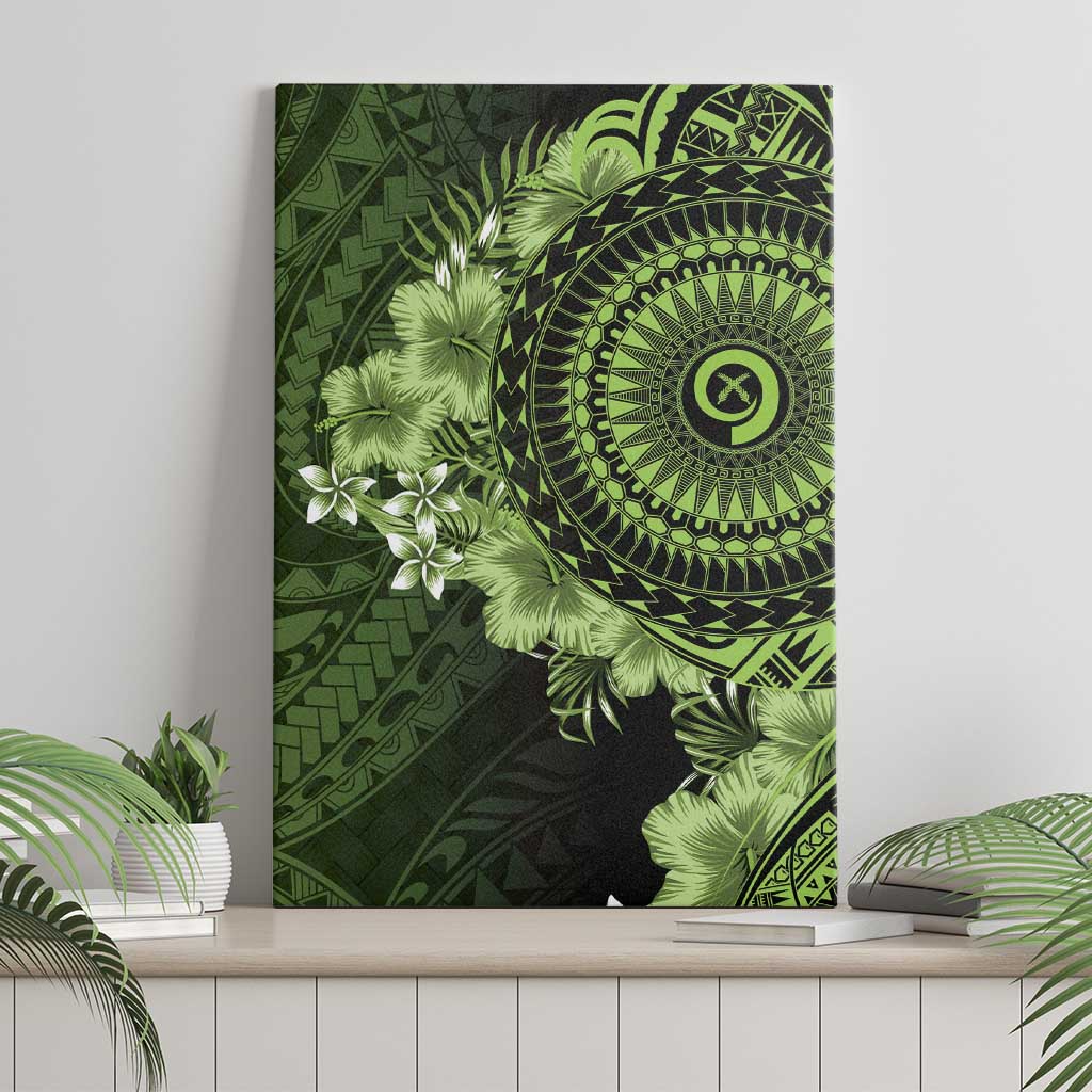 Vanuatu Canvas Wall Art Hibisus Polynesian Pattern Green - Polynesian Pride