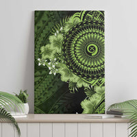 Vanuatu Canvas Wall Art Hibisus Polynesian Pattern Green - Polynesian Pride