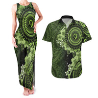 Vanuatu Couples Matching Tank Maxi Dress and Hawaiian Shirt Hibisus Polynesian Pattern Green - Polynesian Pride