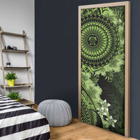 Vanuatu Door Cover Hibisus Polynesian Pattern Green - Polynesian Pride