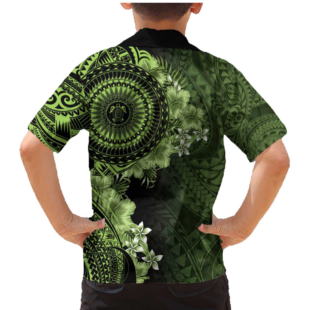 Vanuatu Family Matching Mermaid Dress and Hawaiian Shirt Hibisus Polynesian Pattern Green - Polynesian Pride