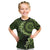 Vanuatu Kid T Shirt Hibisus Polynesian Pattern Green - Polynesian Pride