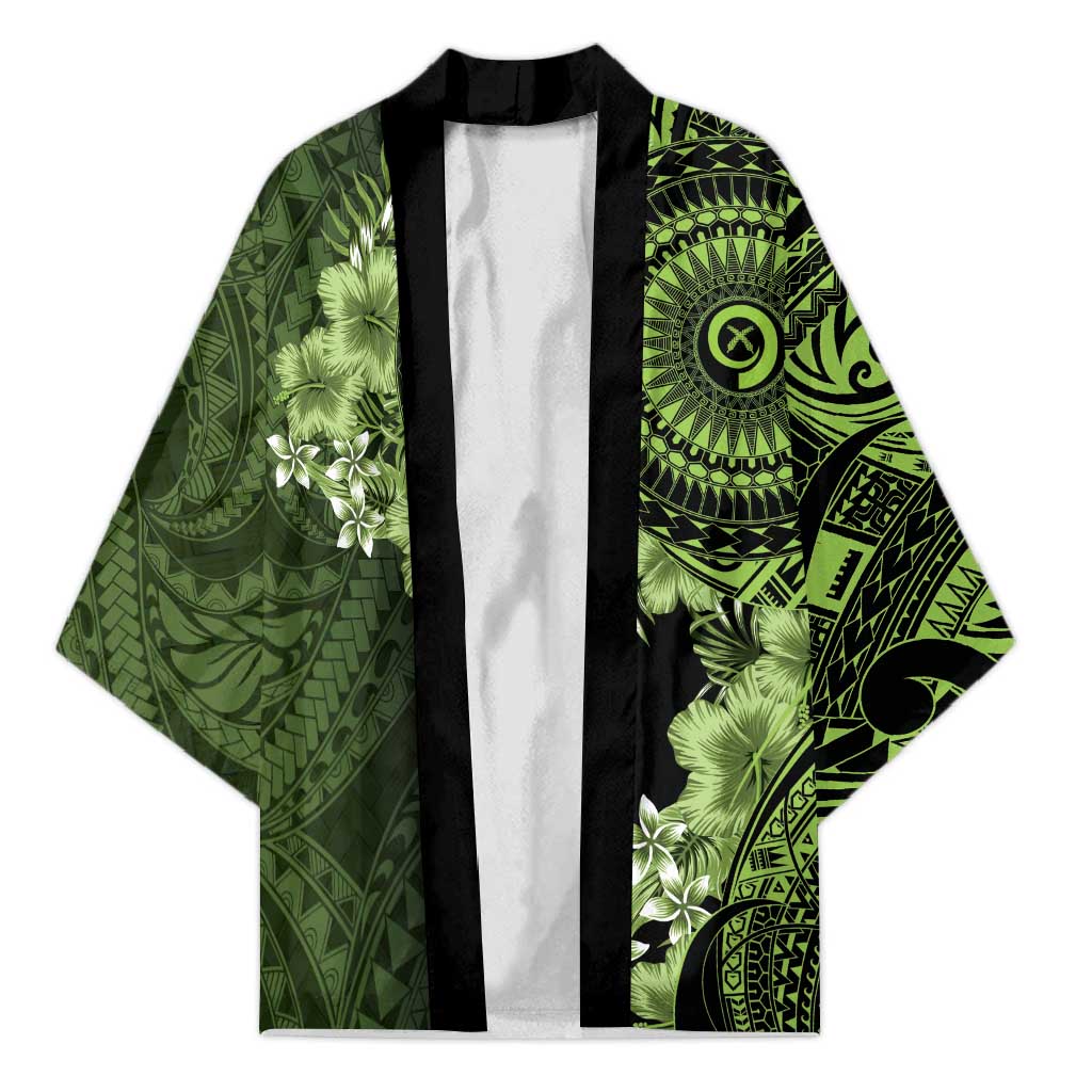Vanuatu Kimono Hibisus Polynesian Pattern Green - Polynesian Pride