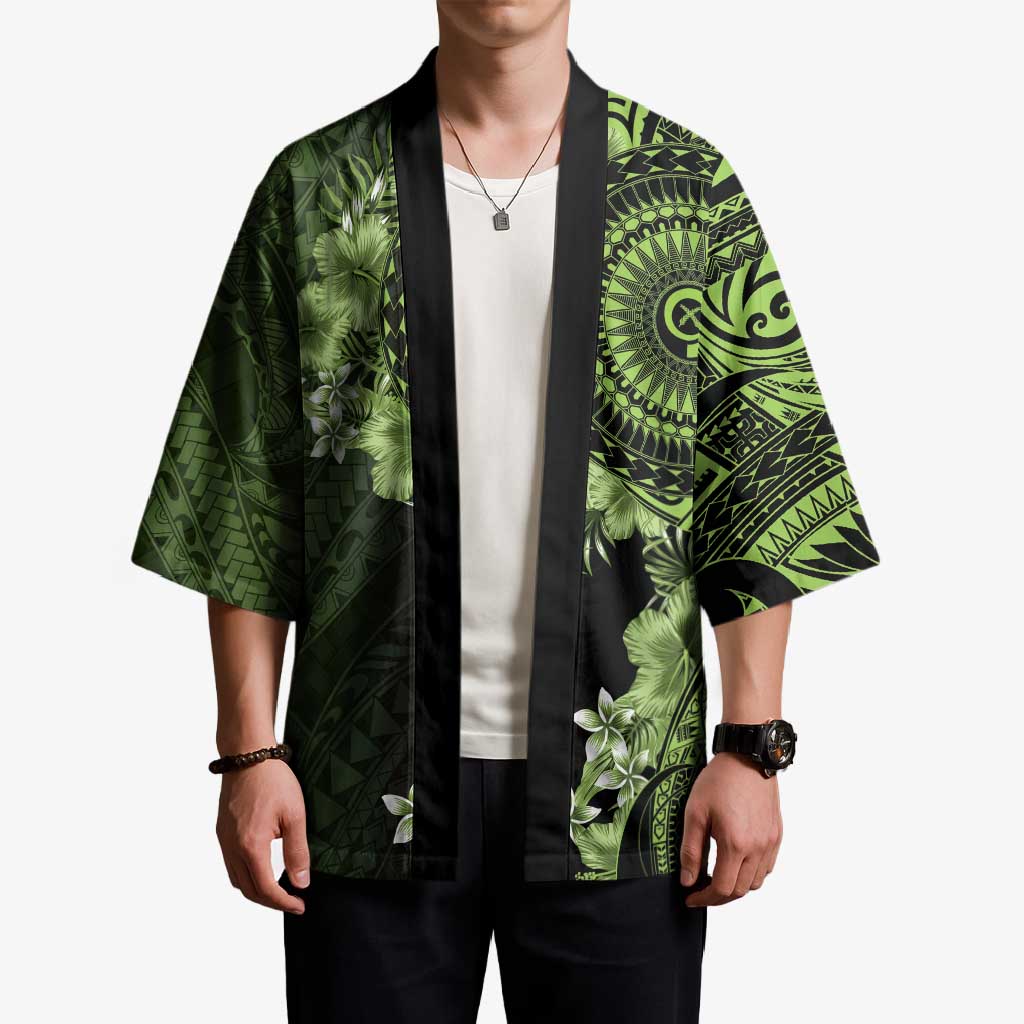 Vanuatu Kimono Hibisus Polynesian Pattern Green - Polynesian Pride