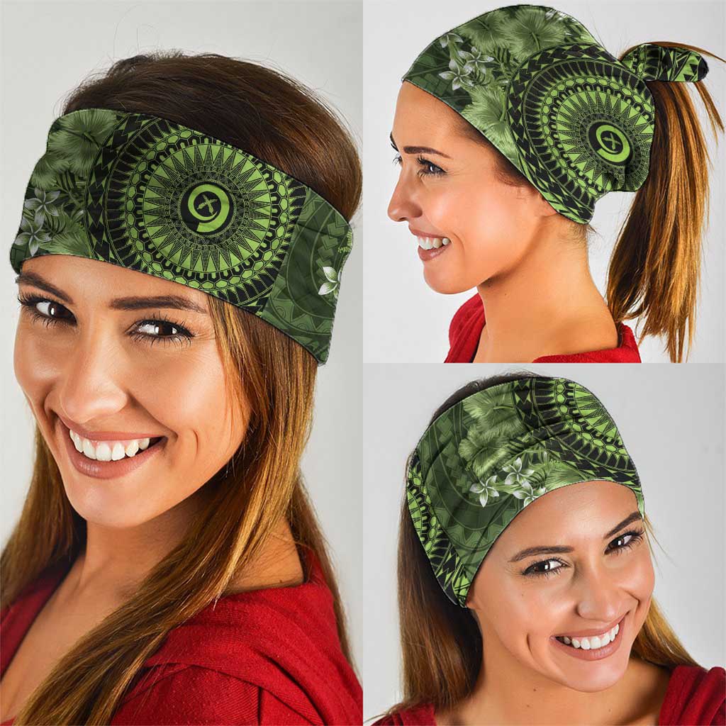 Vanuatu Neck Gaiter Hibisus Polynesian Pattern Green - Polynesian Pride